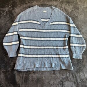 American Eagle‎ Outfitters Striped Sweater Blue White Womens Large V Neck